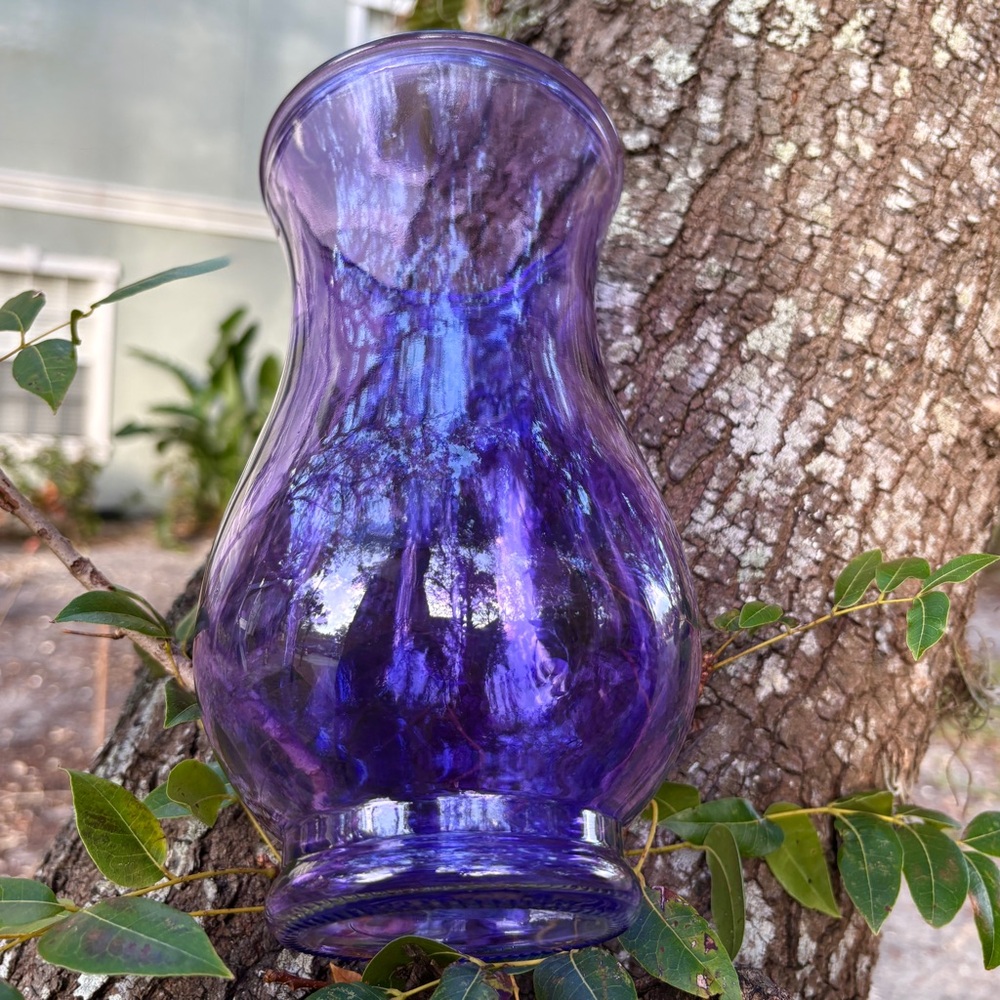 Purple Glass Bouquet Vase Decor Flower Accessory Accent Pisces Regal Royal Lent - Picture 2 of 12